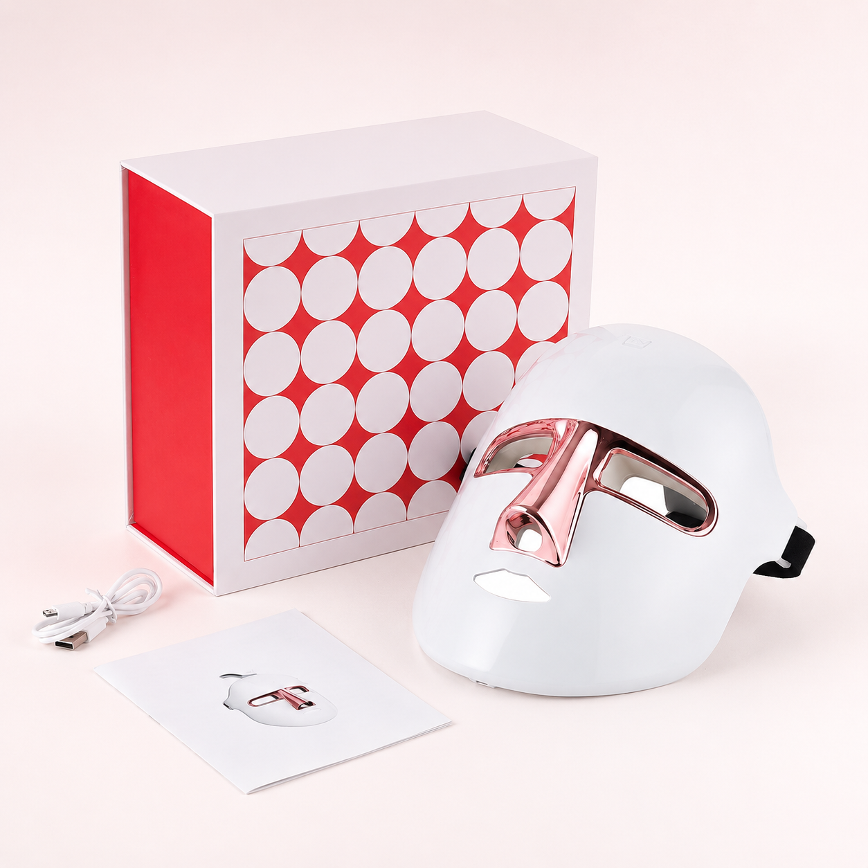 Contenu coffret Masque LED Éclatra masque câble USB manuel boîte